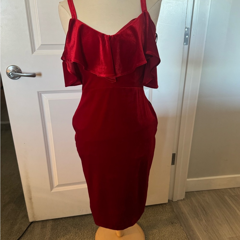 RACHEL Rachel Roy Red Velvet Midi Dress